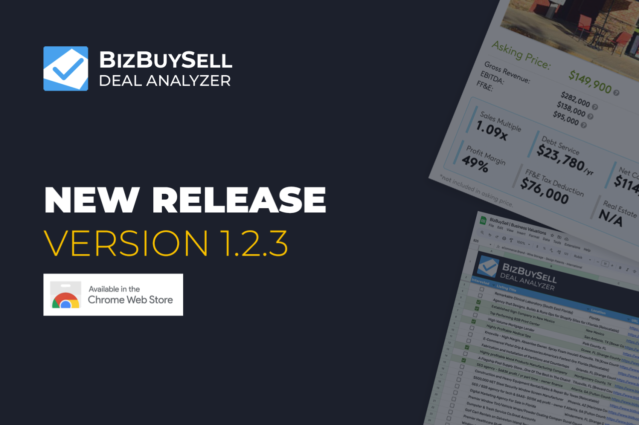 New Version - 1.2.3 Release! -- Deal Analyzer